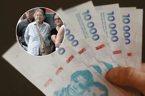 ANSES confirma bono extra y aumento para jubilados en febrero 2025 Imagen grande de pesos argentinos y en la parte superior izquierda unos jubilados