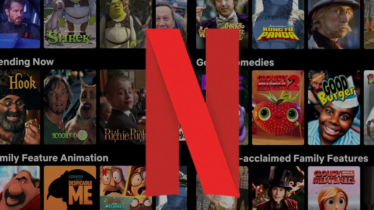 Logo de Netflix con Películas de fondo
