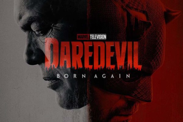 Imagen promocional de Daredevil: Born Again con su logo superpuesto.