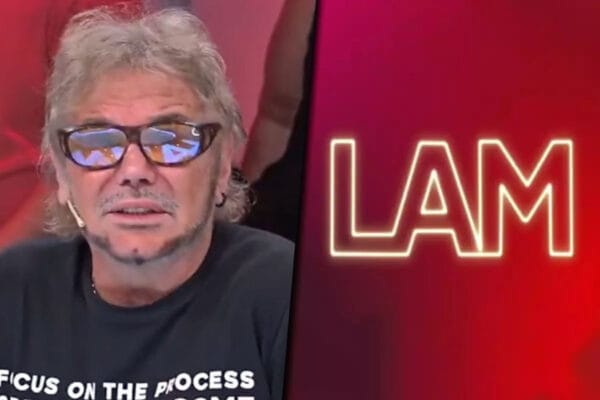 Collage de una foto de Beto Casella por un lado y el logo de LAM por el otro.