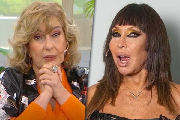 Collage de fotos con Georgina Barbarossa por un lado y Moria Casán al otro.