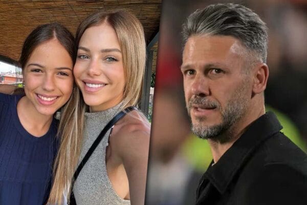 Un collage con una foto de Lola junto a su madre, Evangelina Anderson por un lado y por el otro, Martín Demichelis.