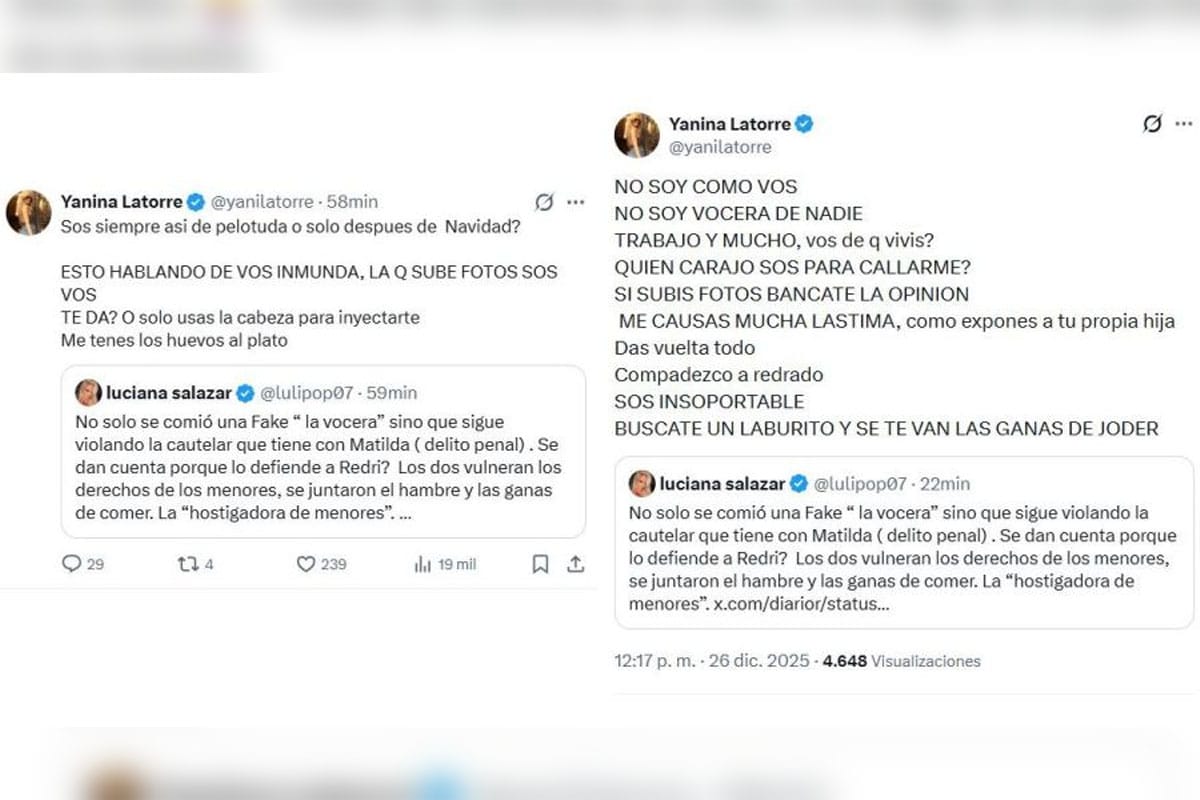 Imagen de la pelea en X de Luciana Salazar y Yanina Latorre.