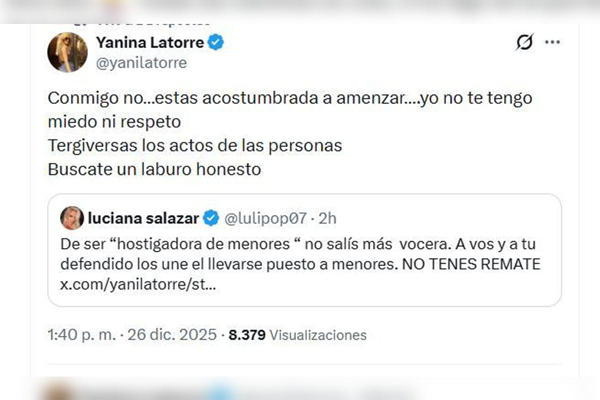El descargo de Yanina Latorre contra Luciana Salazar en X.