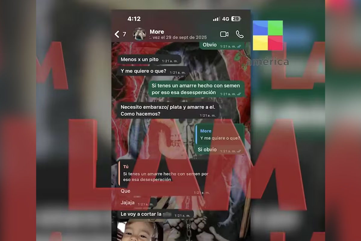 Captura de pantalla de los chats filtrados de Morena Rial con la tarotista.