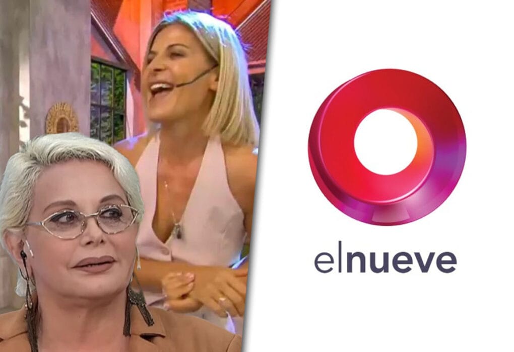 Collage de fotos con un montaje de Eugenia Tobal en su nuevo programa junto a una imagen de Carmen Barbieri por un lado y el logo de El Nueve por el otro.