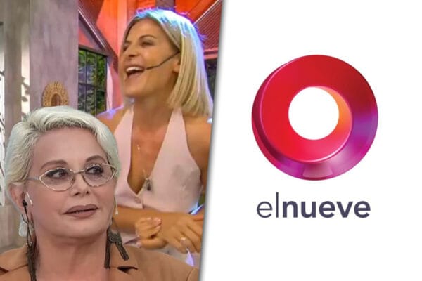 Collage de fotos con un montaje de Eugenia Tobal en su nuevo programa junto a una imagen de Carmen Barbieri por un lado y el logo de El Nueve por el otro.