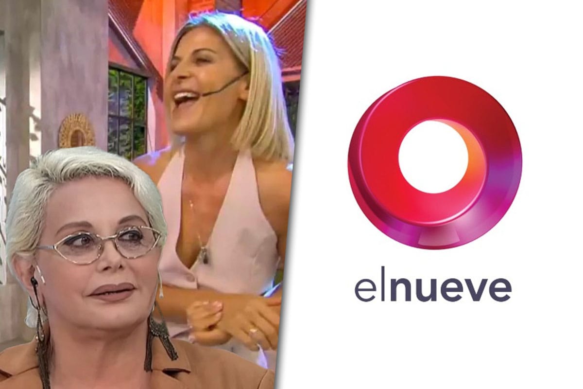 Collage de fotos con un montaje de Eugenia Tobal en su nuevo programa junto a una imagen de Carmen Barbieri por un lado y el logo de El Nueve por el otro.