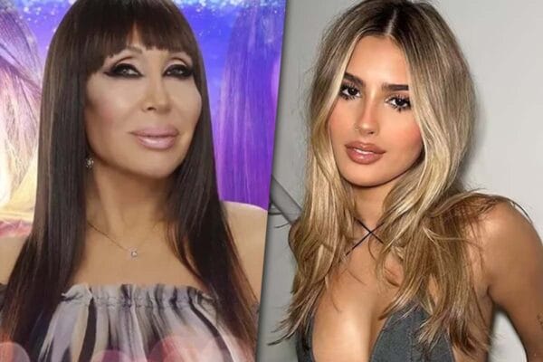 Collage de fotos con Moria Casán por un lado y Julieta Poggio por el otro.