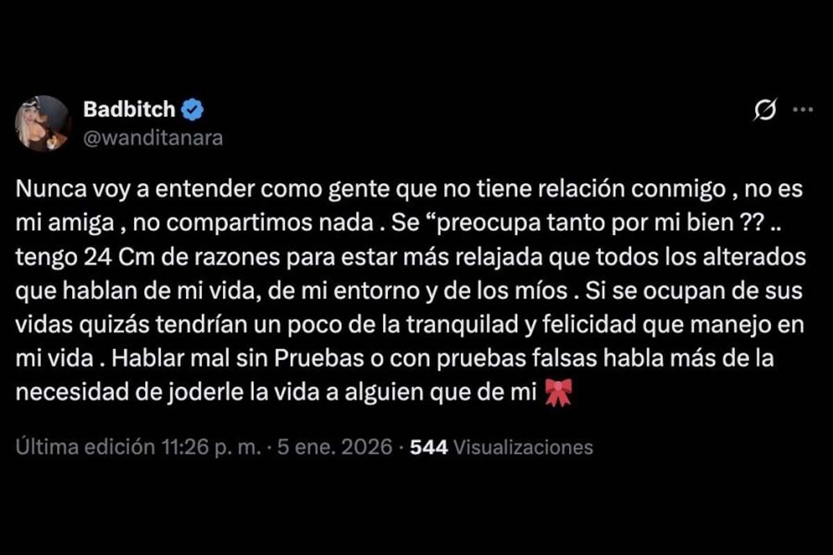 El posteo de Wanda Nara en X (anteriormente Twitter) acerca de los "24 centimetros de razones" de Martín Migueles,